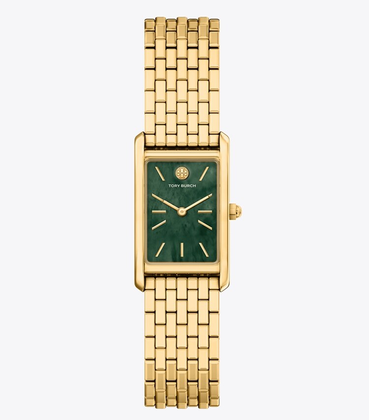 Tory Burch designer montres bracelet Montre mince Eleanor dans GREEN MOTHER-OF-PEARL/GOLD de face