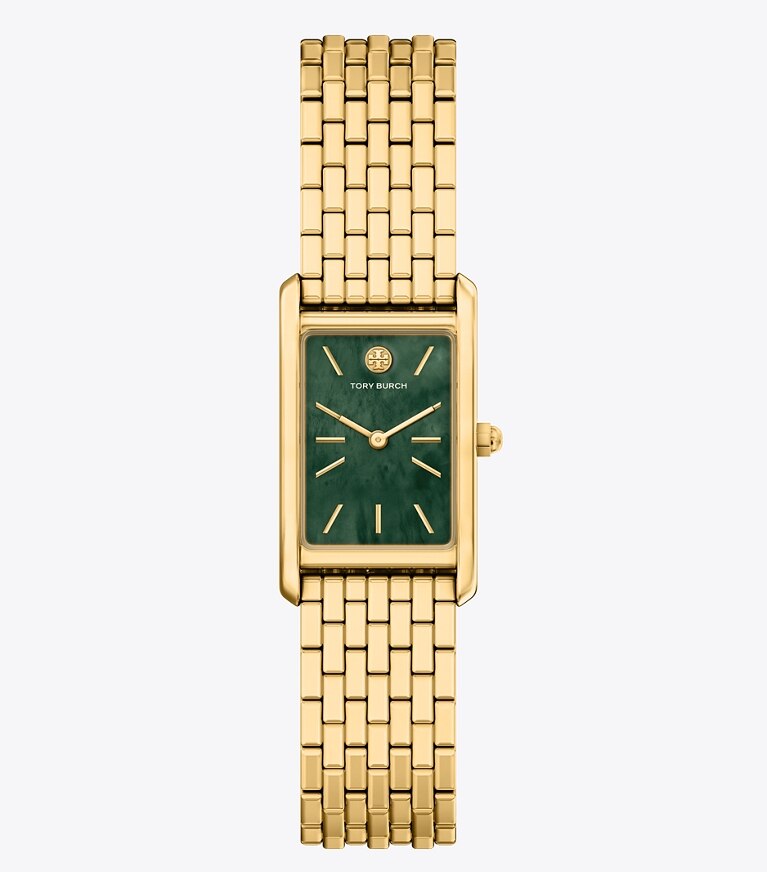 Tory Burch designer montres bracelet Montre mince Eleanor dans GREEN MOTHER-OF-PEARL/GOLD de face