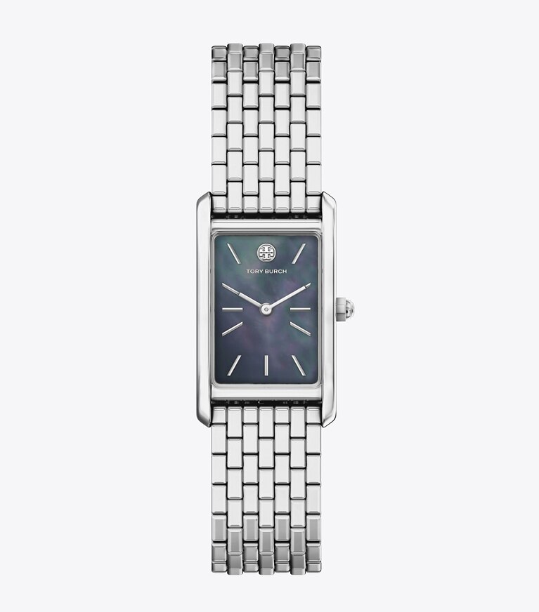 Tory Burch designer montres bracelet Montre mince Eleanor dans BLACK MOTHER-OF-PEARL/SILVER de face