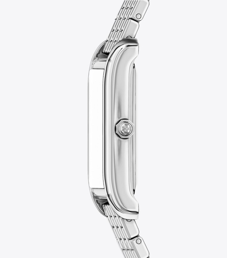 Tory Burch designer montres bracelet Montre mince Eleanor dans BLACK MOTHER-OF-PEARL/SILVER de côté