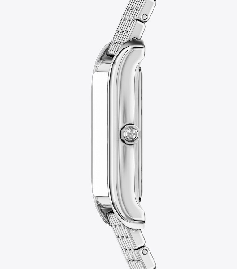 Tory Burch designer montres bracelet Montre mince Eleanor dans BLACK MOTHER-OF-PEARL/SILVER de côté