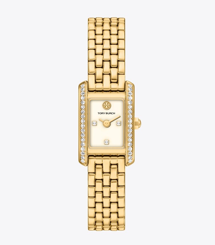 Tory Burch designer montres bracelet Montre mini Eleanor dans IVORY/GOLD/PAVE de face