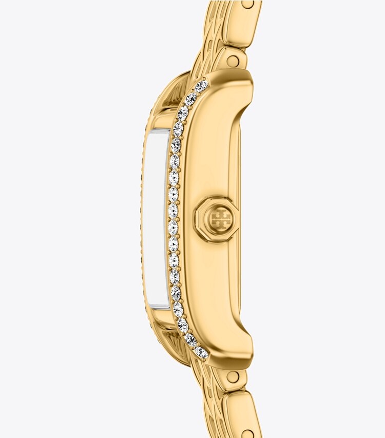 Tory Burch designer montres bracelet Montre mini Eleanor dans IVORY/GOLD/PAVE de côté