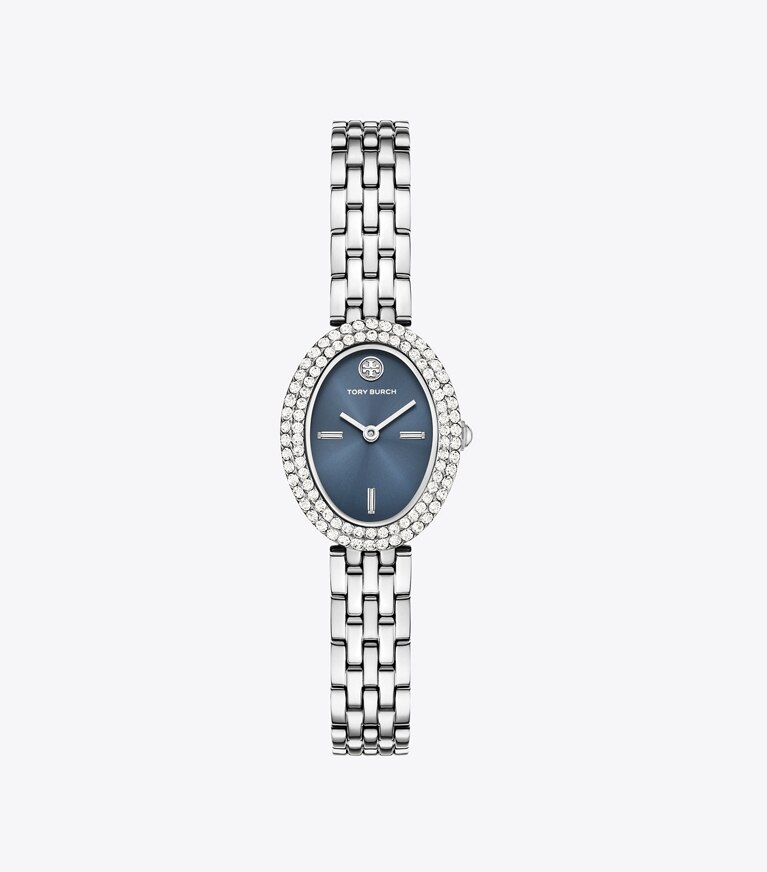 Tory Burch designer montres bracelet Montre ovale in BLUE/STONES/SILVER front