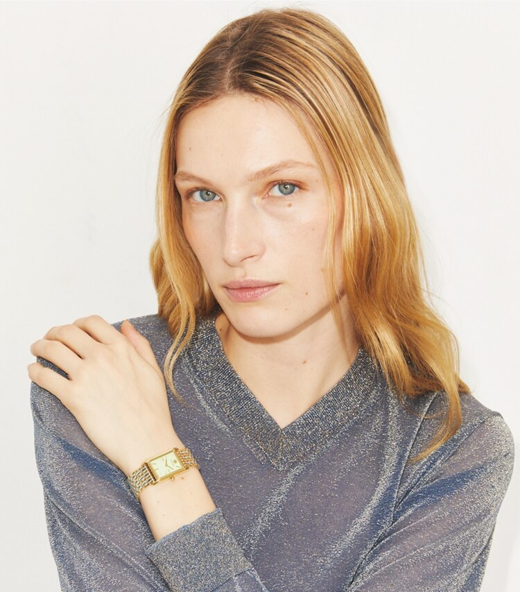 Tory Burch designer montres bracelet Montre Slim Eleanor in MINT GREEN/TWO-TONE accessory on model