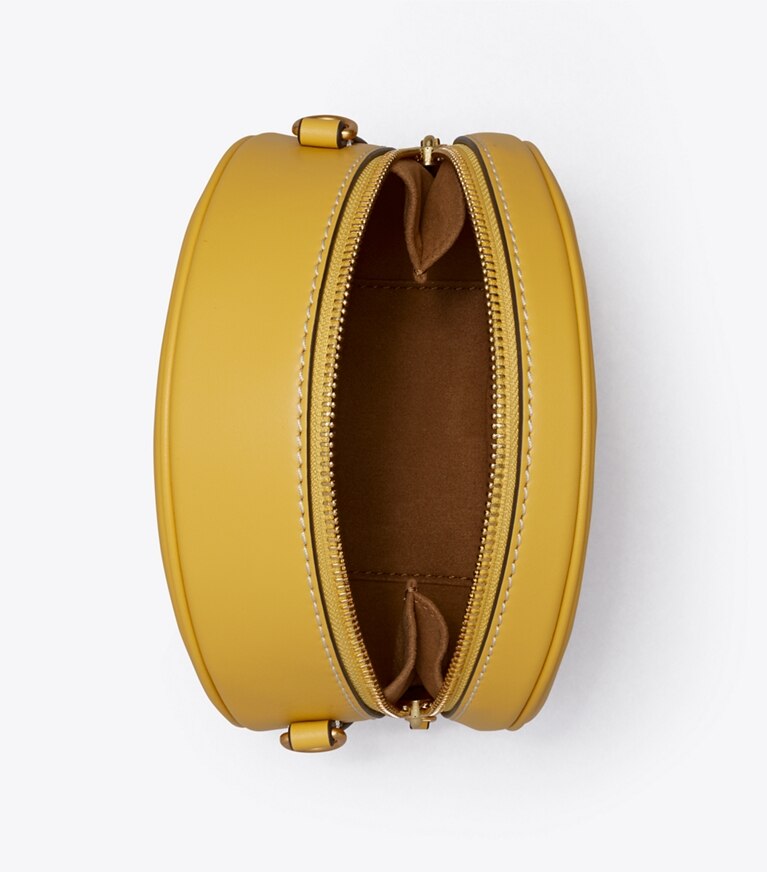 Tory Burch diseñador bolsos bandolera Moon perforado con monograma de T en Golden Sunset vista superior