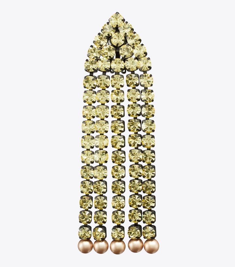 Tory Burch designer earrings Moondance Chandelier Earrings in Hematite / Yellow detail