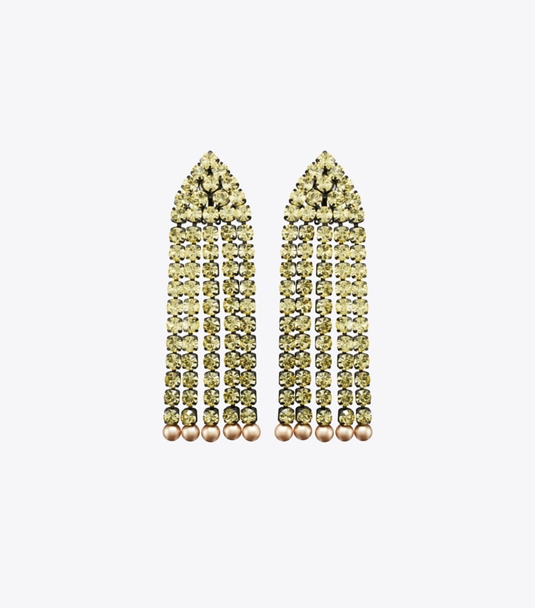 Tory Burch designer earrings Moondance Chandelier Earrings in Hematite / Yellow front