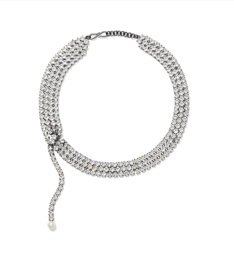 Tory Burch designer necklaces Moondance Crystal Pearl Necklace in Hematite / Crystal / Cream additional