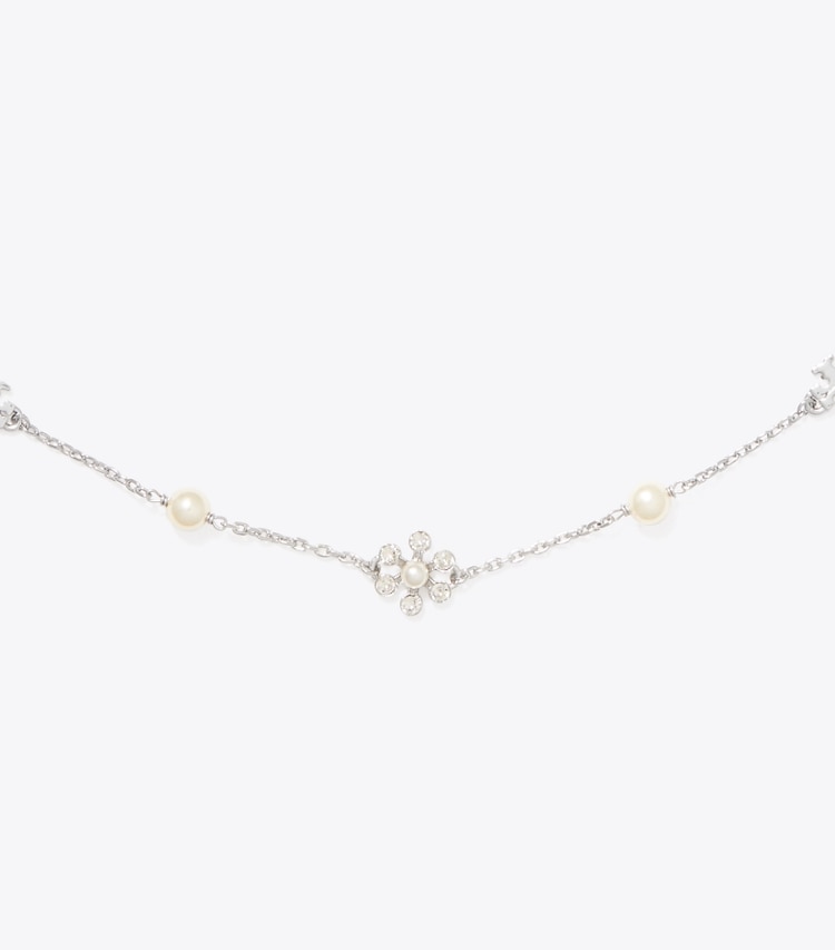 Tory Burch designer ネックレス ムーンダンス デリケートフラワー ネックレス in Tory Silver / Cream ディテール