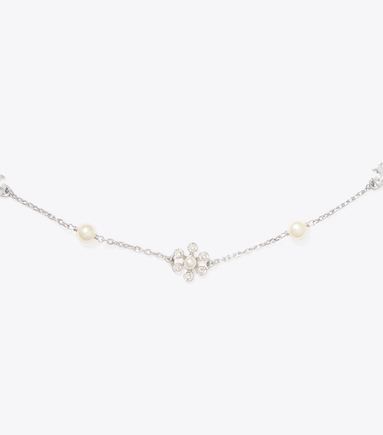Tory Burch designer ネックレス ムーンダンス デリケートフラワー ネックレス in Tory Silver / Cream ディテール