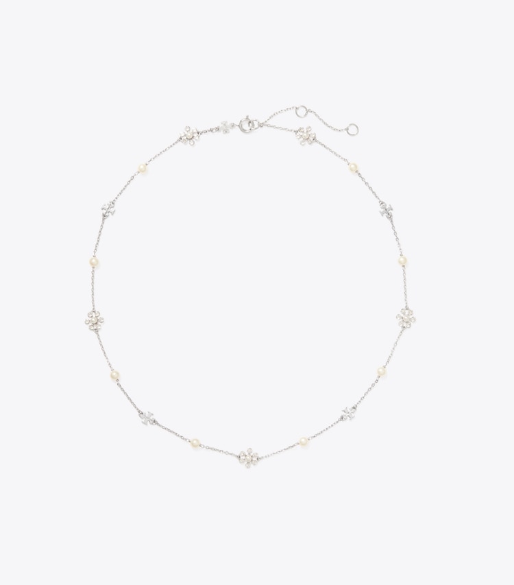 Tory Burch designer ネックレス ムーンダンス デリケートフラワー ネックレス in Tory Silver / Cream front