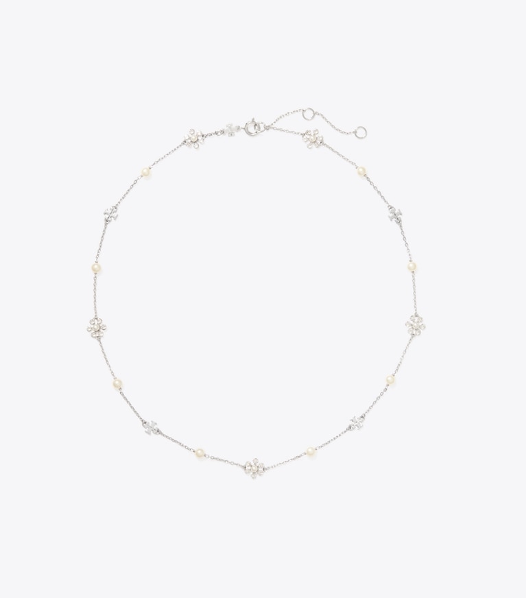 Tory Burch designer ネックレス ムーンダンス デリケートフラワー ネックレス in Tory Silver / Cream front