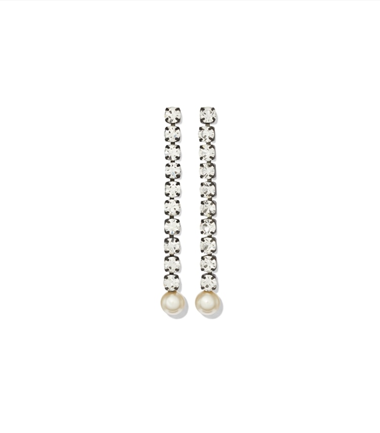 Tory Burch designer earrings Moondance Linear Earrings in Hematite / Crystal / Cream additional