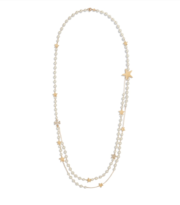 Tory Burch designer necklaces Moondance Long Pearl Necklace in Tory Gold / Cream / Crystal additional
