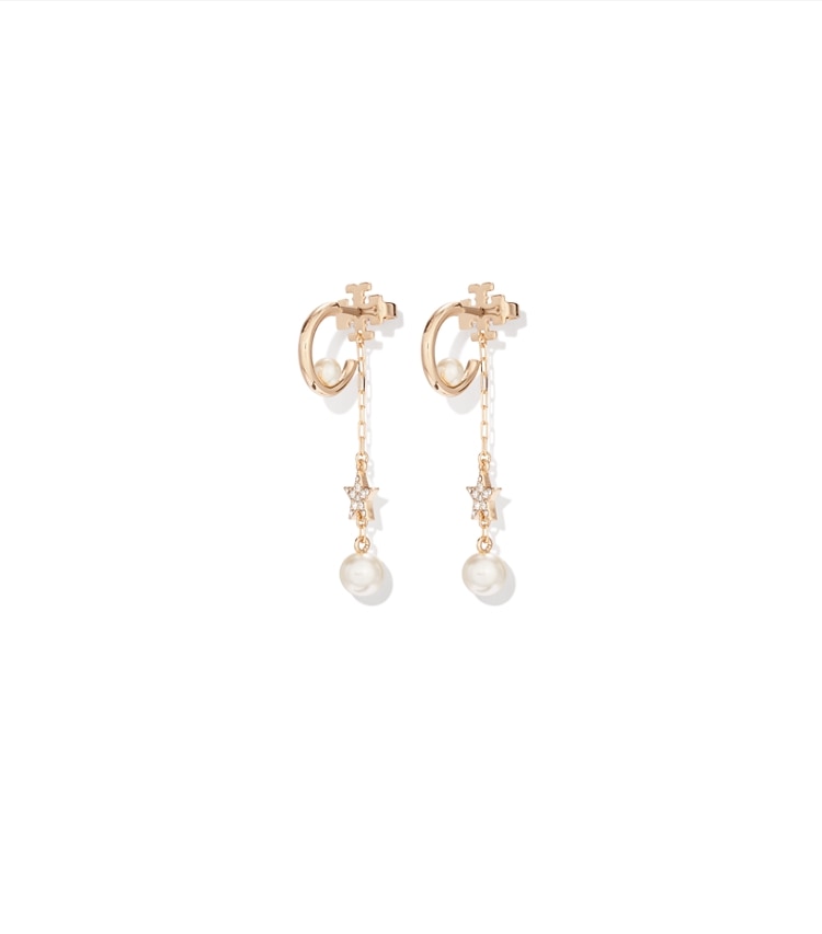 Tory Burch designer ohrringe Moondance Ohrhänger mit Stern und Perle in Tory Gold / Cream additional