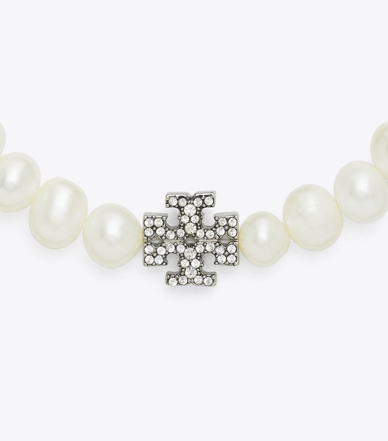 Tory Burch designer ブレスレット キラ パール ブレスレット in Tory Silver / Crystal / Pearl front