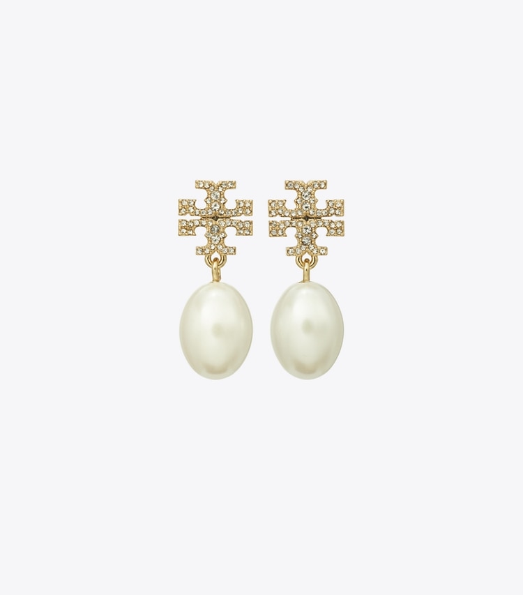 Tory Burch designer イヤリング＆ピアス キラ パヴェ パール ドロップ ピアス in Tory Gold / Pearl front