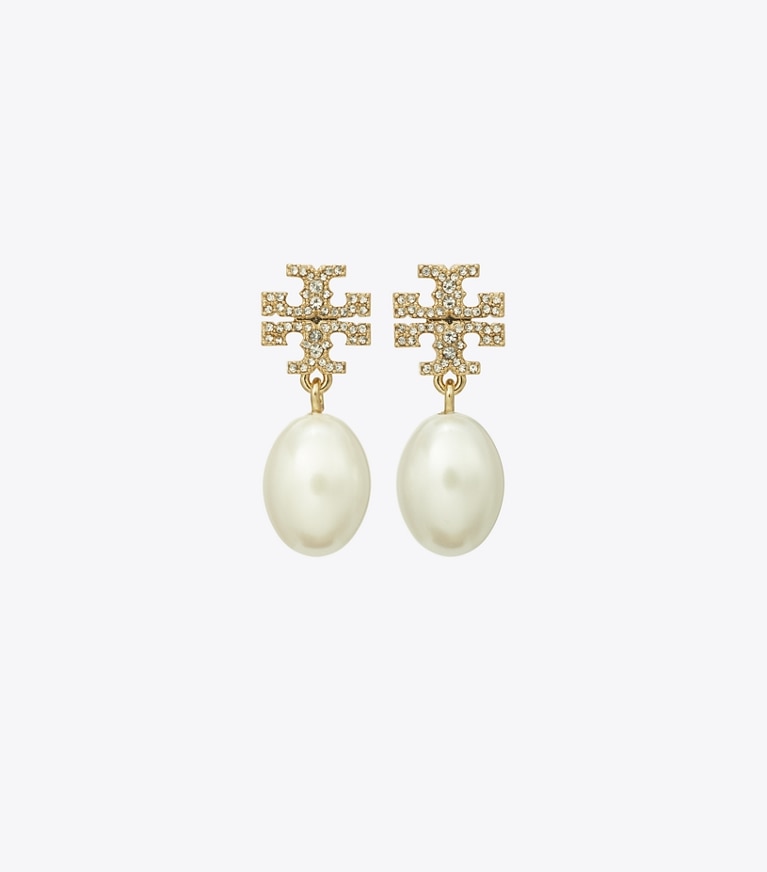 Tory Burch designer イヤリング＆ピアス キラ パヴェ パール ドロップ ピアス in Tory Gold / Pearl front