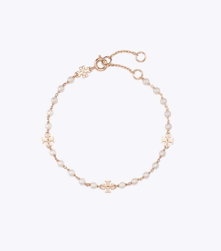 Tory Burch designer bracelets Moondance Pearl Bracelet in Tory Gold / Cream front