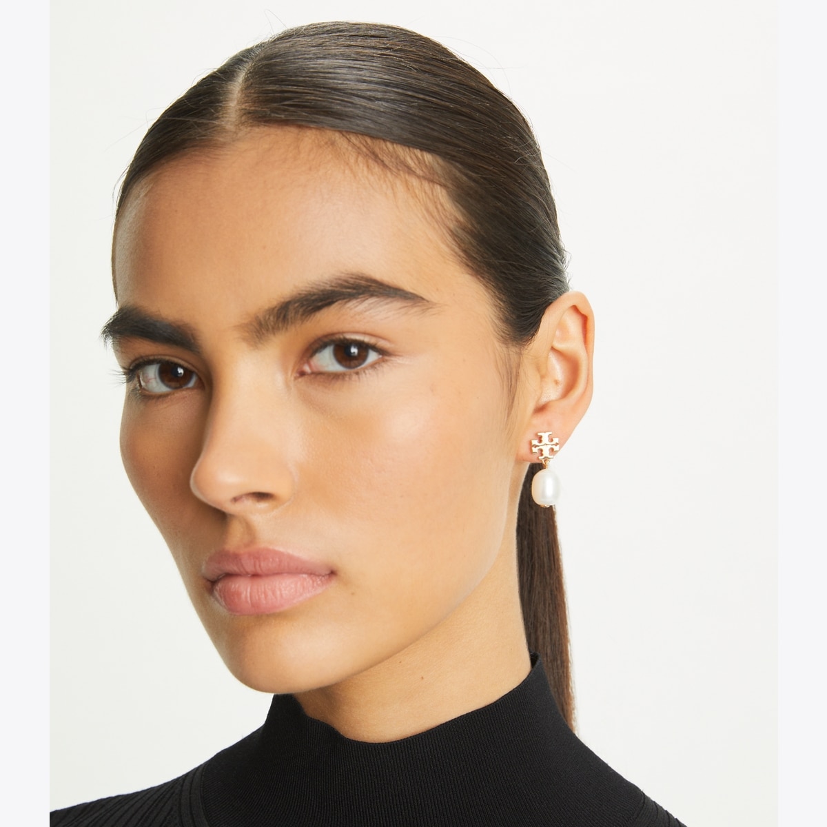 Tory Burch Gold-Tone Barrette & Faux Pearl Drop Earrings Bundle Tory Burch Goldtone, Crystal & Faux-Pearl Logo Drop Earrings  main image 4