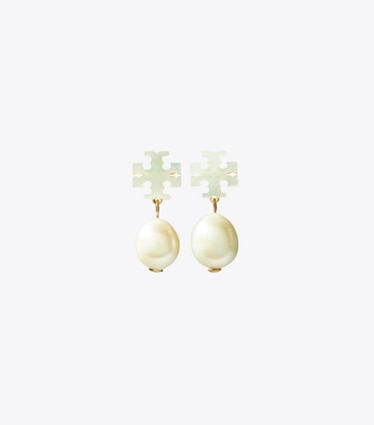 Tory Burch designer orecchini Moondance Pearl Drop Earrings in Tory Gold / Mother of Pearl front