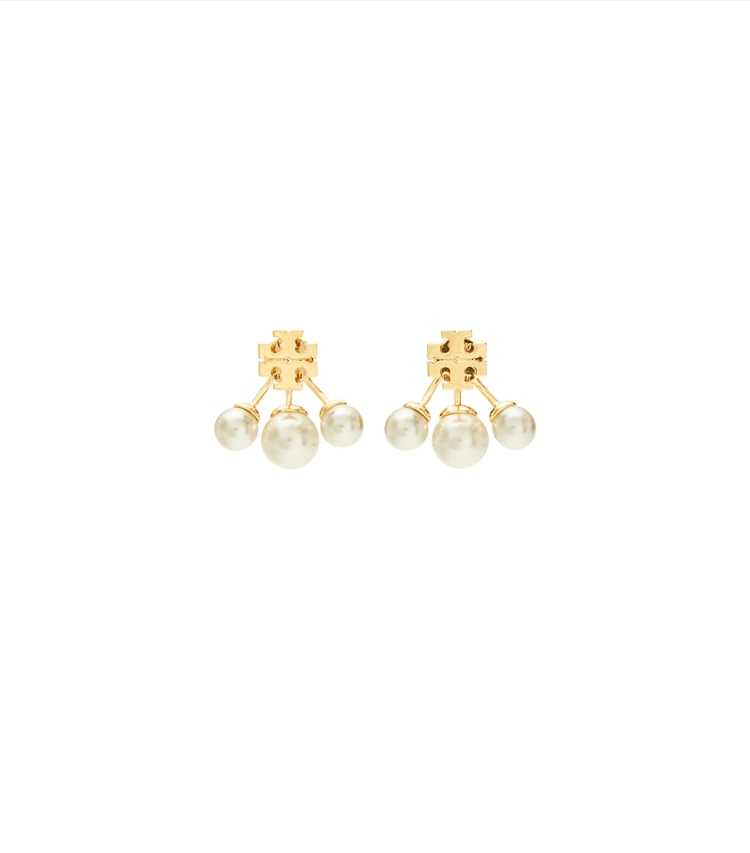 Tory Burch designer earrings Moondance Pearl Front-Back Earrings in Tory Gold / Cream additional