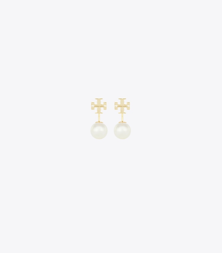 Tory Burch designer earrings Moondance Pearl Front-Back Earrings in Tory Gold / Pearl detail