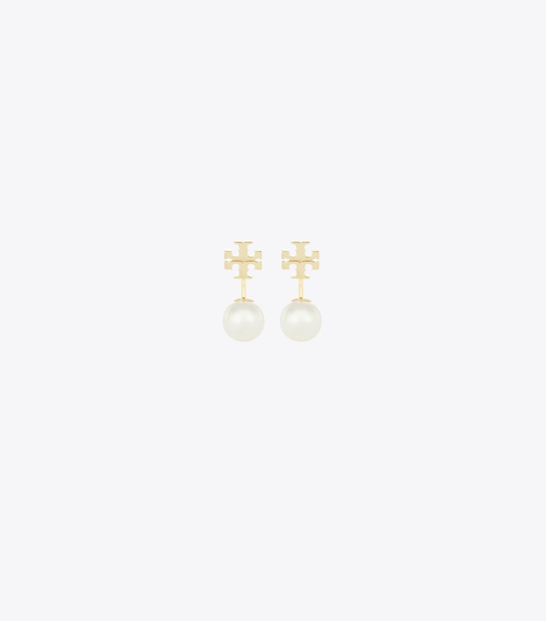 Tory Burch designer earrings Moondance Pearl Front-Back Earrings in Tory Gold / Pearl front