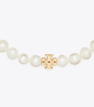 Tory Burch designer necklaces Moondance Pearl Necklace in Tory Gold / Cream detail