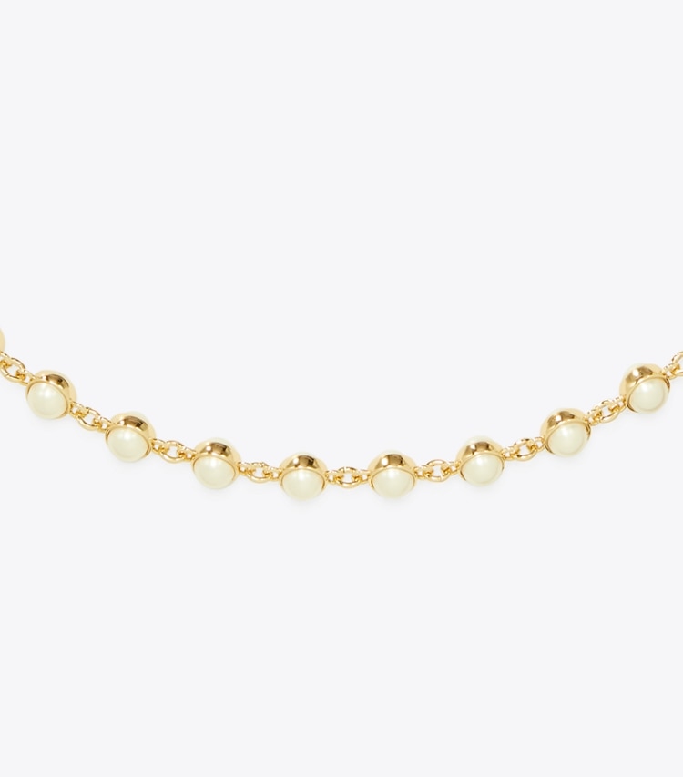 Tory Burch designer necklaces Moondance Pearl Necklace in Light Brass / Pearl detail