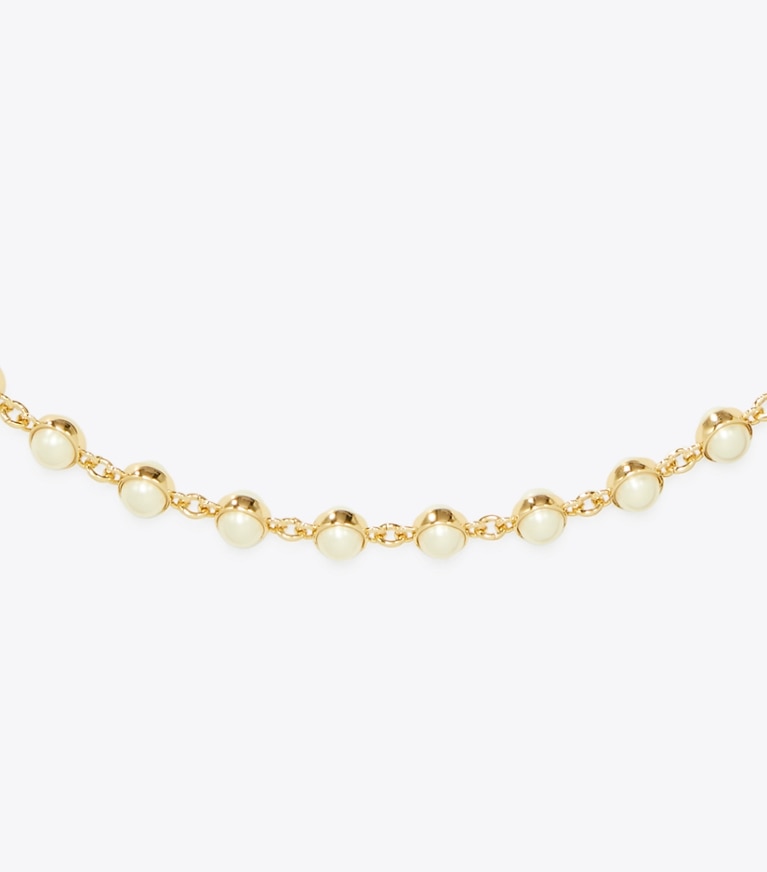 Tory Burch designer necklaces Moondance Pearl Necklace in Light Brass / Pearl detail