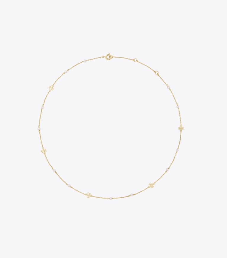 Tory Burch designer ネックレス キラ パール デリケート ネックレス in Tory Gold / Pearl front