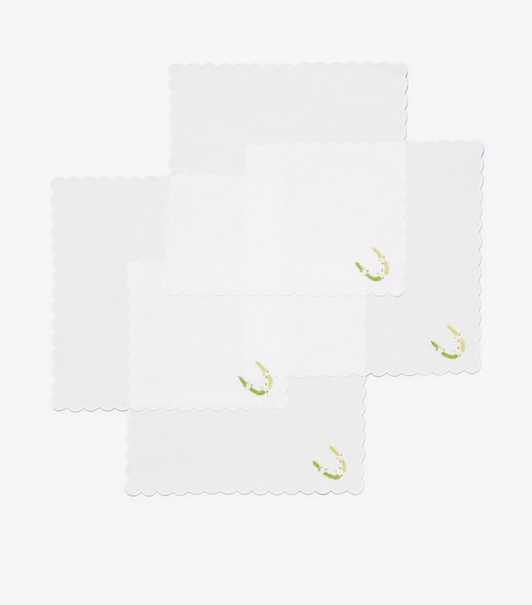 Tory Burch designer linge Mouchoir à monogramme, lot de 4 dans White/Monogram U groupe