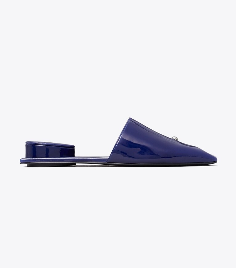 Tory Burch designer mocassins Mule à anneau dans BALLPOINT BLUE de côté