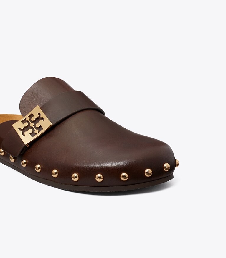 Tory Burch designer mocassins Mule à clous Mellow dans DEEP MOCHA / GOLD détails