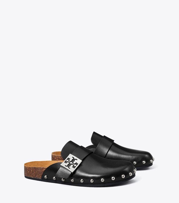 Tory Burch designer mocassini Mule Mellow con borchie in PERFECT BLACK angle