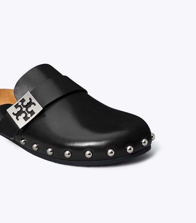 Tory Burch designer mocassini Mule Mellow con borchie in PERFECT BLACK angle