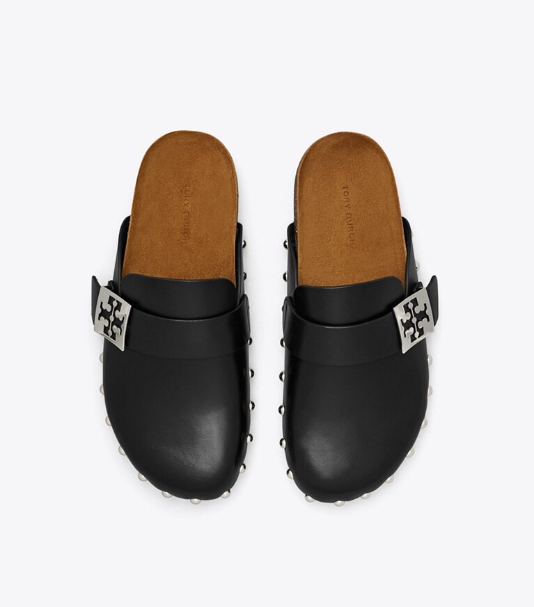 Tory Burch designer mocassini Mule Mellow con borchie in PERFECT BLACK angle