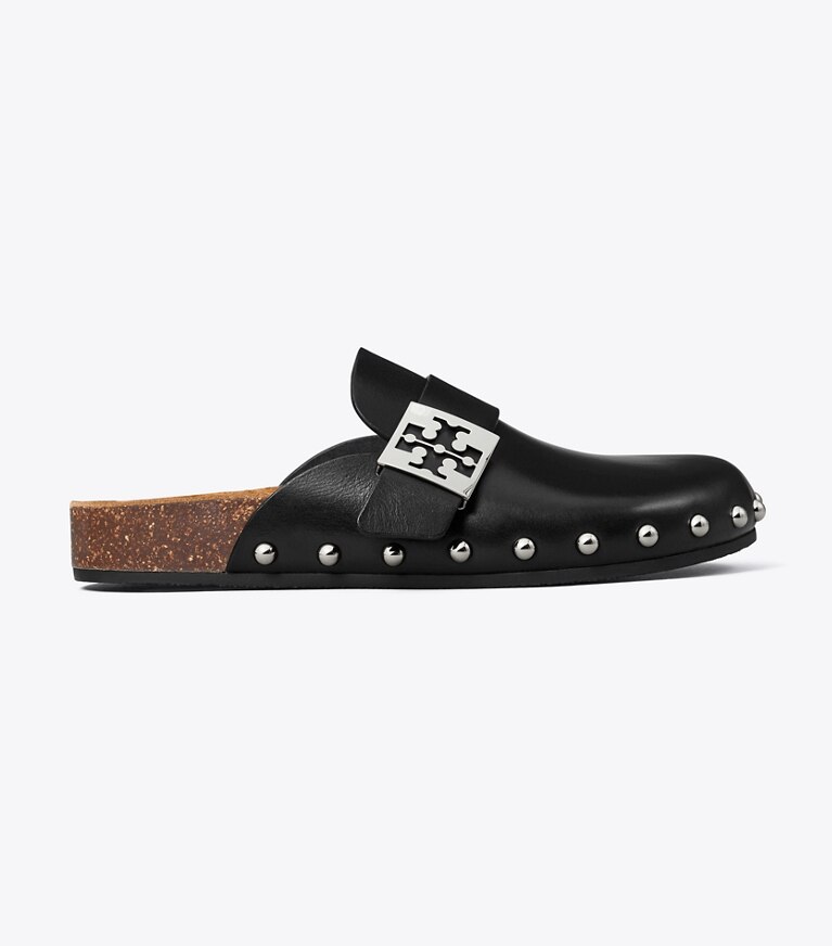 Tory Burch designer mocassini Mule Mellow con borchie in PERFECT BLACK angle