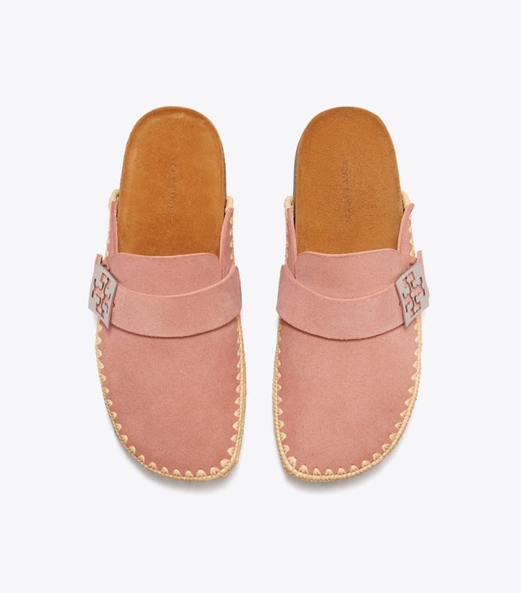 Tory Burch designer mocassini Mule Mellow in rafia in DRIED ROSE / NATURAL superiore
