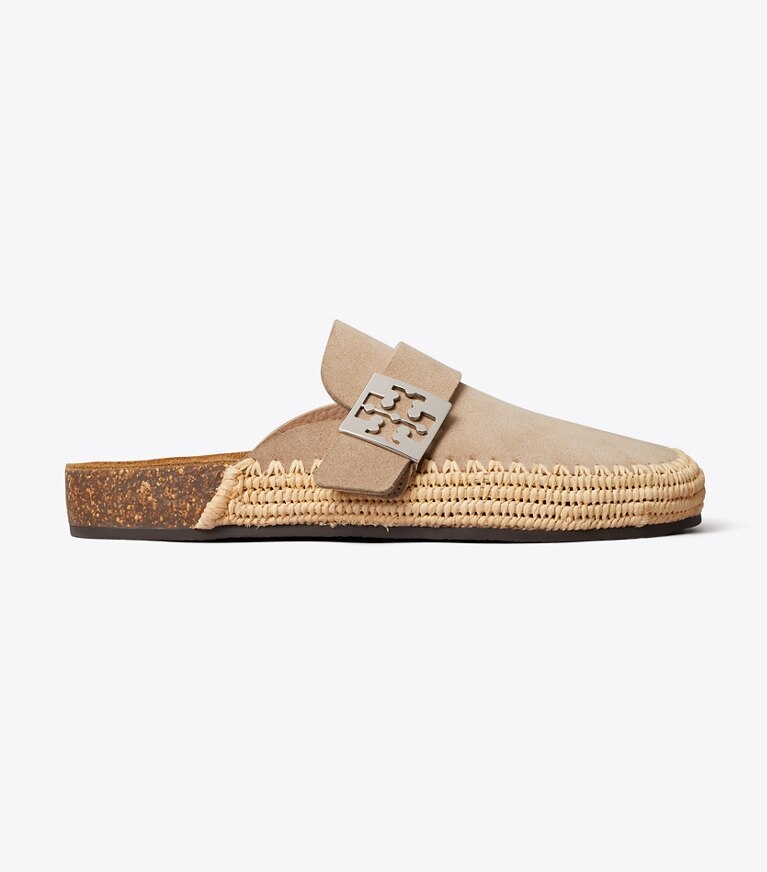 Tory Burch designer mocassini Mule Mellow in rafia in AVOLA / NATURAL side