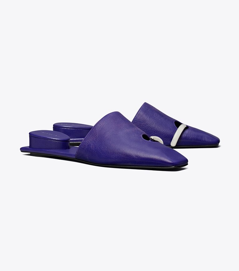 Tory Burch designer mocassins Mule Pierced dans BALLPOINT BLUE / SILVER angle