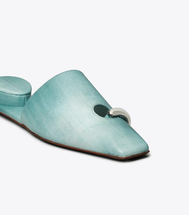 Tory Burch designer mocassins Mule Pierced dans NORTHERN BLUE / SILVER détails