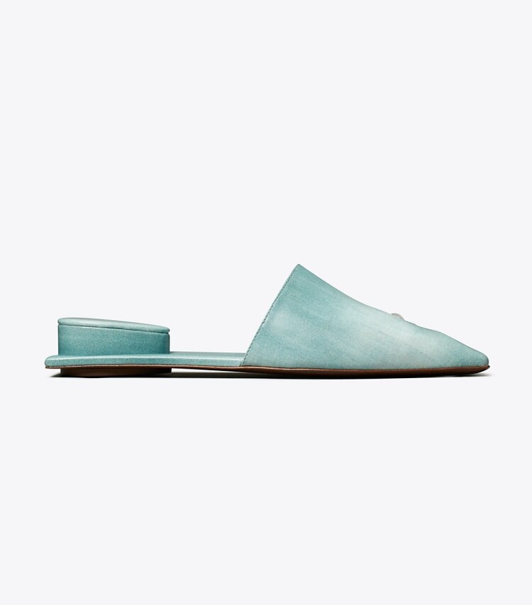 Tory Burch designer mocassins Mule Pierced dans NORTHERN BLUE / SILVER de côté