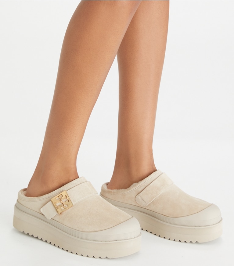 Tory Burch designer mocassins Mule plateforme en rason Mellow dans CALCARE / GOLD accessoire sur le modèle
