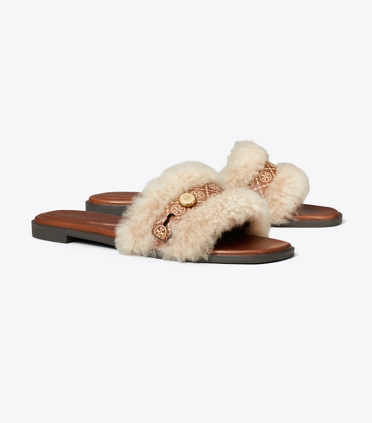 Tory Burch designer sandales Mule Romy en rason dans CLASSIC CUOIO / BUTTERMILK angle