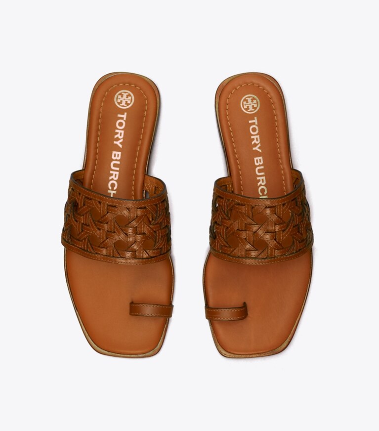Tory Burch designer sandales Mule tressée dans BURNT CUOIO vue du dessus