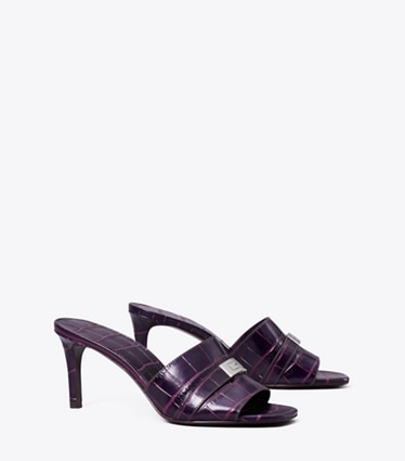 Tory Burch designer sandales Mules à talon LeeLee in PURPLE / PURPLE angle