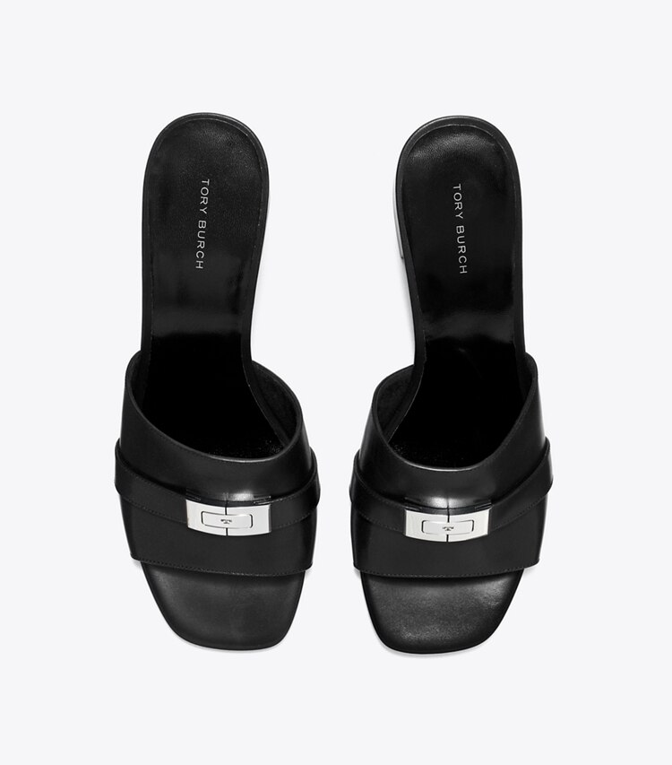 Tory Burch designer sandales Mules à talon Leelee in PERFECT BLACK dessus